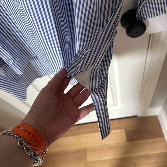 Spanx NWT Blue and White Striped Blouse - size large - Picture 4 of 6